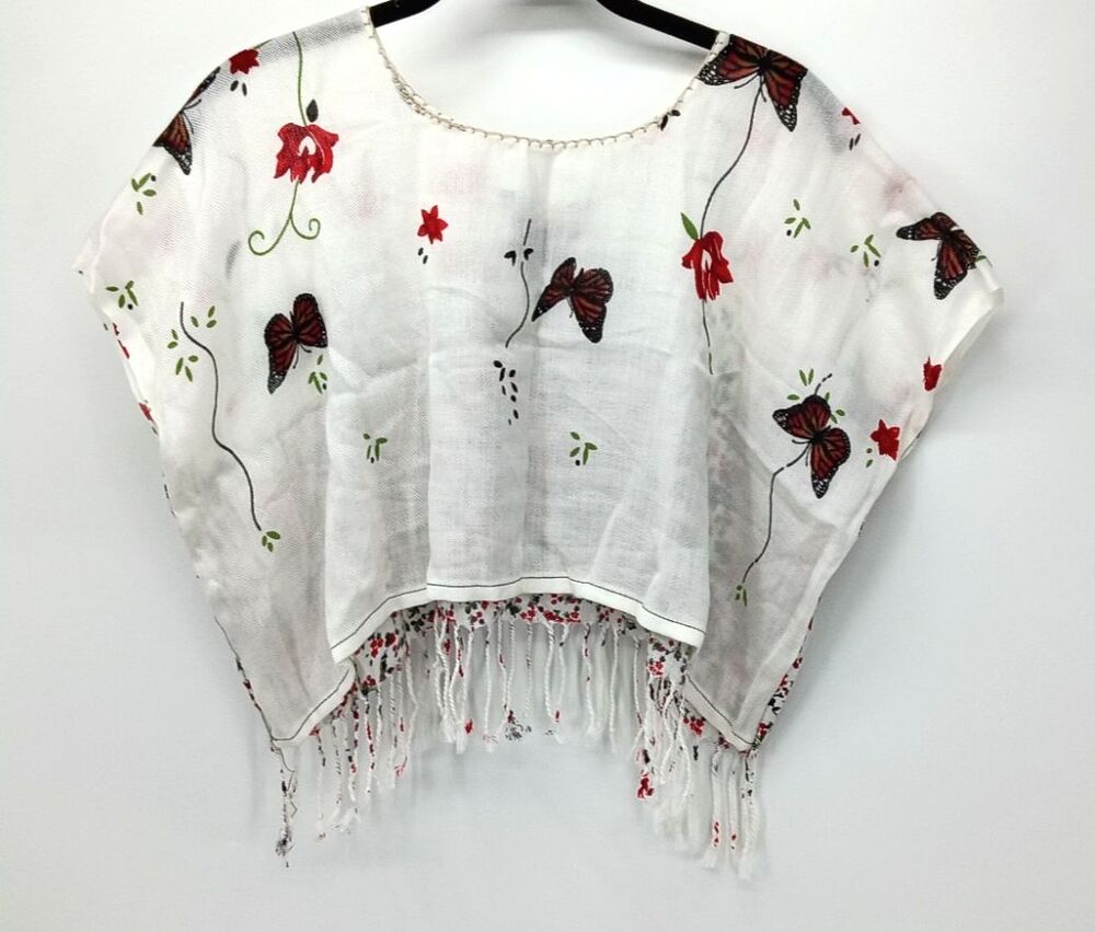 Butterfly Garden Fairycore Fringe Crop Top Boho Hippie Festival Cottagecore OS